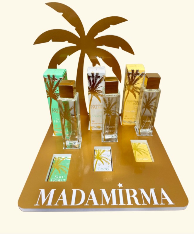 les éditions limitées PALMS de l’été 2024 des parfums Madamirma à retrouver chez Valérie B. Dieppe pour ensoleiller son été avec d’ des senteurs de  Coco de  Vanille ou de Sun Flower